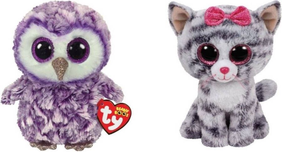 Ty Knuffel Beanie Boo's Moonlight Owl & Kiki Cat