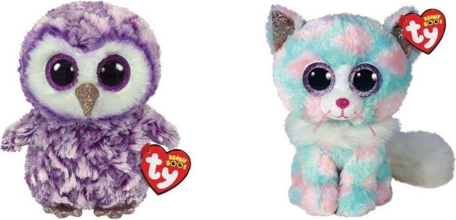 Ty Knuffel Beanie Boo's Moonlight Owl & Opal Cat