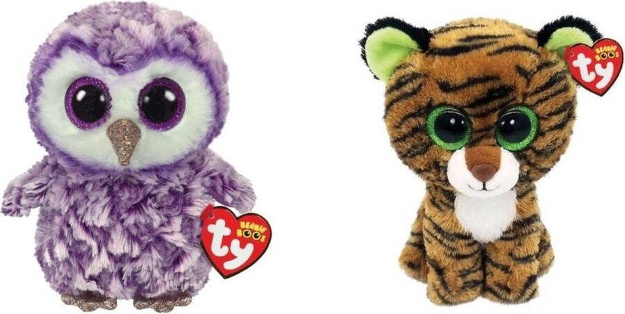 Ty Knuffel Beanie Boo's Moonlight Owl & Tiggy Tiger