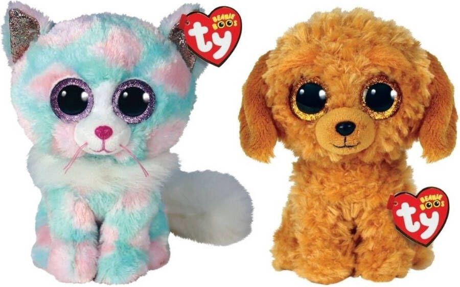 Ty Knuffel Beanie Boo&apos;s Opal Cat & Golden Doodle Dog