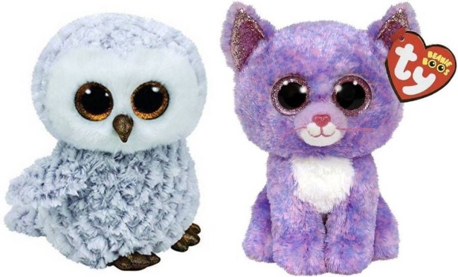 Ty Knuffel Beanie Boo&apos;s Owlette Owl & Cassidy Cat