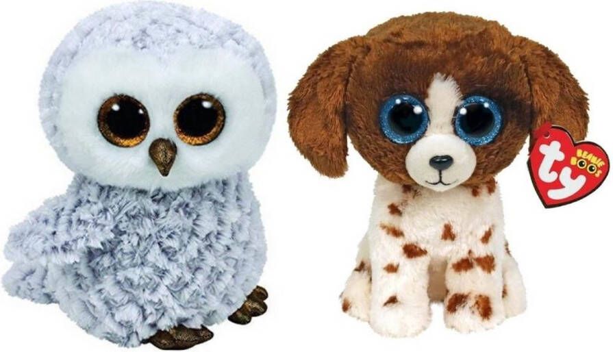 Ty Knuffel Beanie Boo&apos;s Owlette Owl & Muddles Dog
