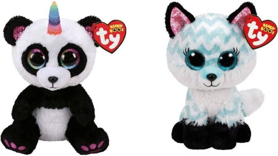 Ty Knuffel Beanie Boo&apos;s Paris Panda & Atlas Fox