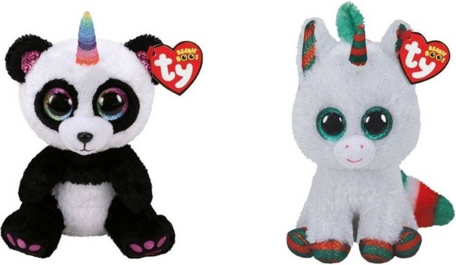 Ty Knuffel Beanie Boo's Paris Panda & Christmas Unicorn