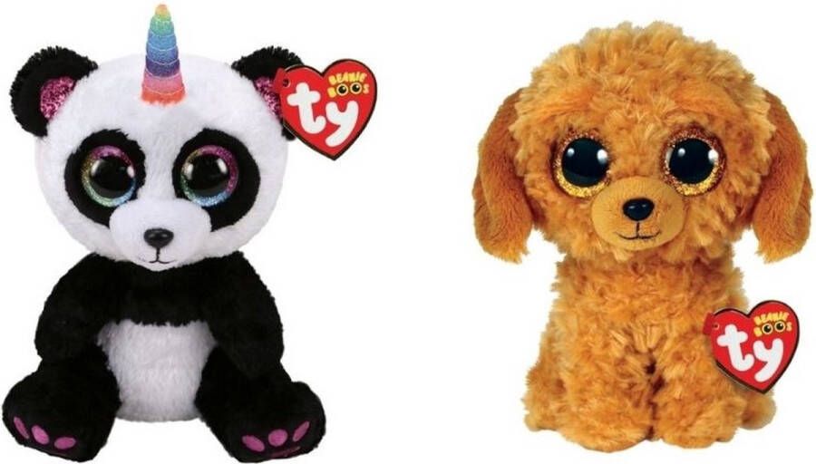 Ty Knuffel Beanie Boo&apos;s Paris Panda & Golden Doodle Dog