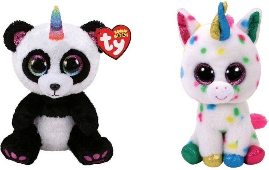 Ty Knuffel Beanie Boo's Paris Panda & Harmonie Unicorn