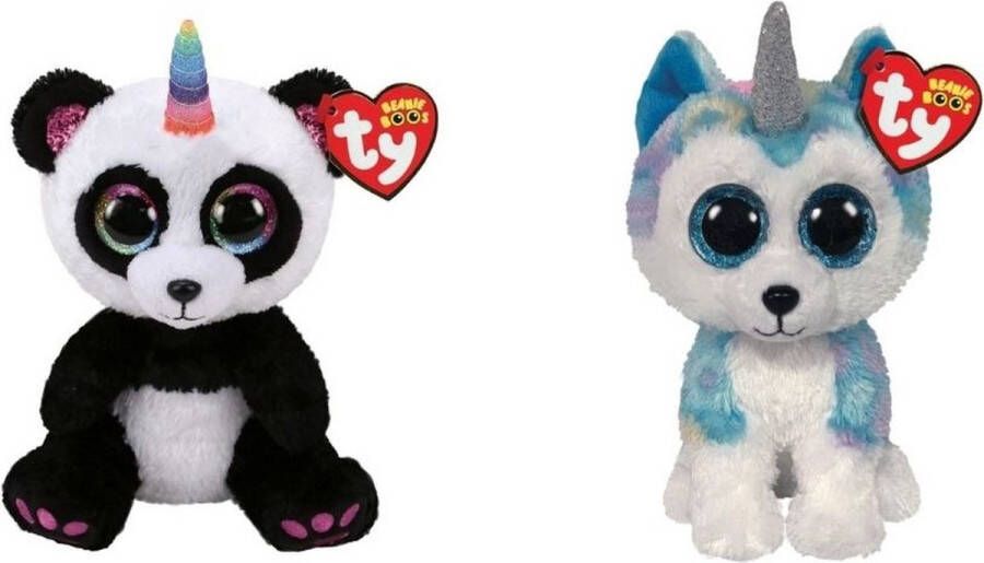 Ty Knuffel Beanie Boo&apos;s Paris Panda & Helena Husky