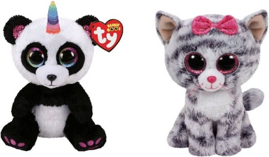 Ty Knuffel Beanie Boo's Paris Panda & Kiki Cat