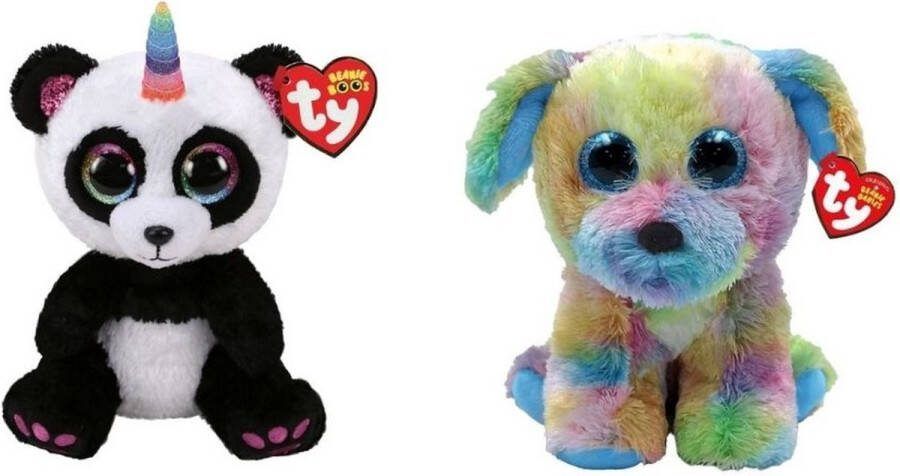 Ty Knuffel Beanie Boo's Paris Panda & Max Dog