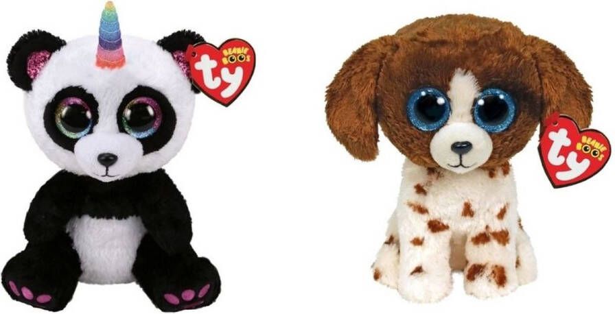 Ty Knuffel Beanie Boo&apos;s Paris Panda & Muddles Dog