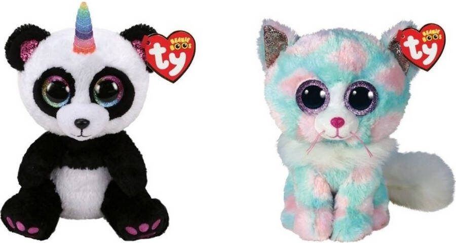 Ty Knuffel Beanie Boo's Paris Panda & Opal Cat