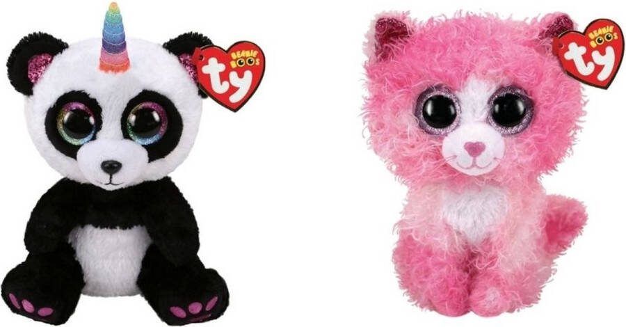 Ty Knuffel Beanie Boo's Paris Panda & Reagan Cat