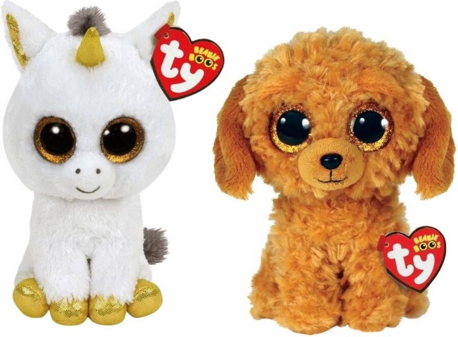 Ty Knuffel Beanie Boo&apos;s Pegasus Unicorn & Golden Doodle Dog