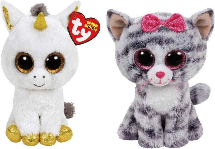 Ty Knuffel Beanie Boo's Pegasus Unicorn & Kiki Cat