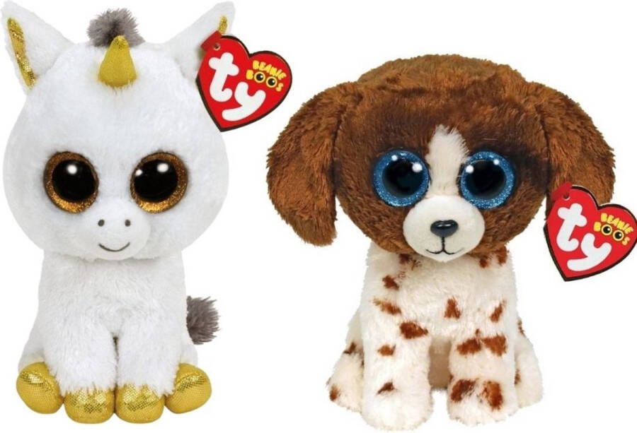 Ty Knuffel Beanie Boo&apos;s Pegasus Unicorn & Muddles Dog