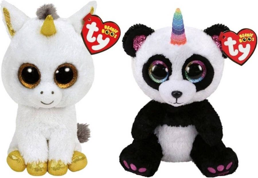 Ty Knuffel Beanie Boo's Pegasus Unicorn & Paris Panda