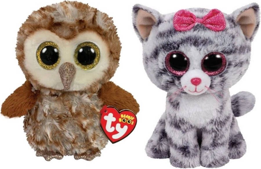 Ty Knuffel Beanie Boo's Percy Owl & Kiki Cat