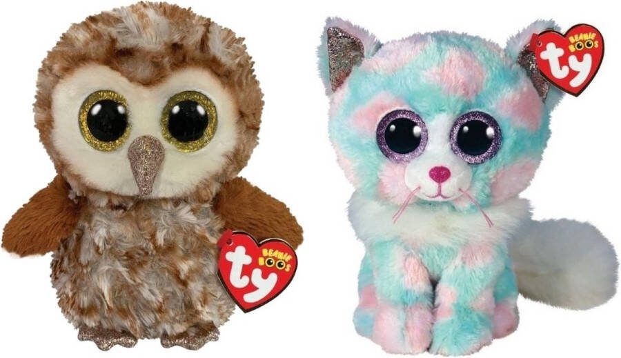 Ty Knuffel Beanie Boo's Percy Owl & Opal Cat