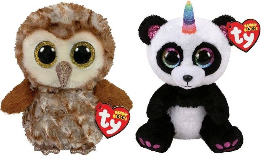 Ty Knuffel Beanie Boo's Percy Owl & Paris Panda