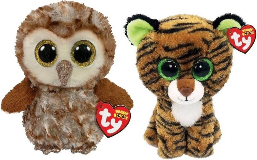 Ty Knuffel Beanie Boo's Percy Owl & Tiggy Tiger
