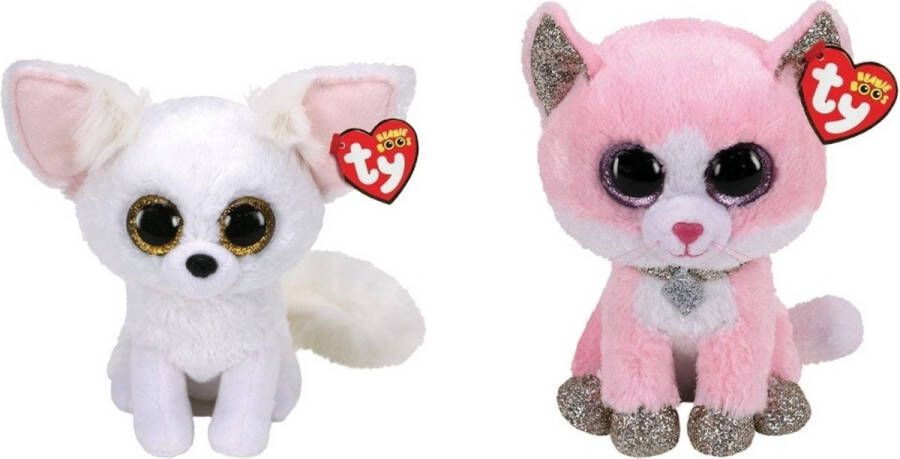 Ty Knuffel Beanie Boo&apos;s Phoenix Fox & Fiona Pink Cat