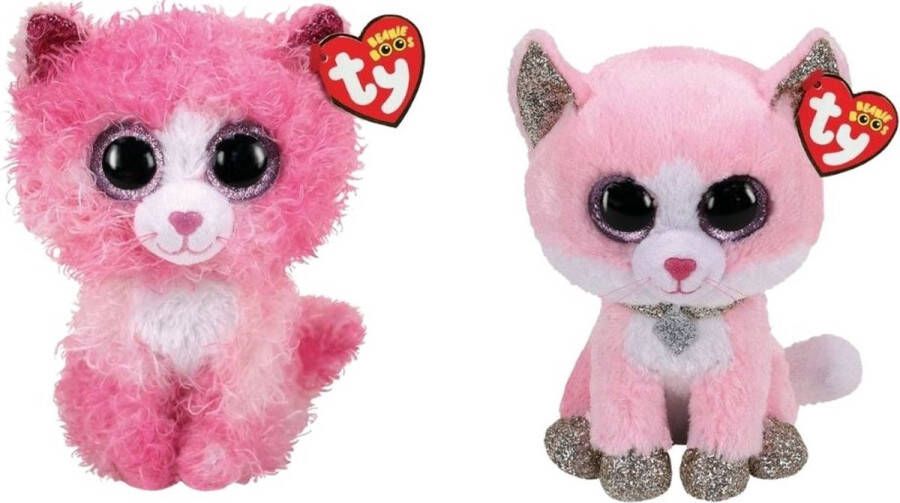 Ty Knuffel Beanie Boo&apos;s Reagan Cat & Fiona Pink Cat