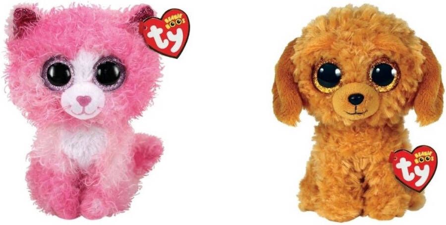 Ty Knuffel Beanie Boo&apos;s Reagan Cat & Golden Doodle Dog