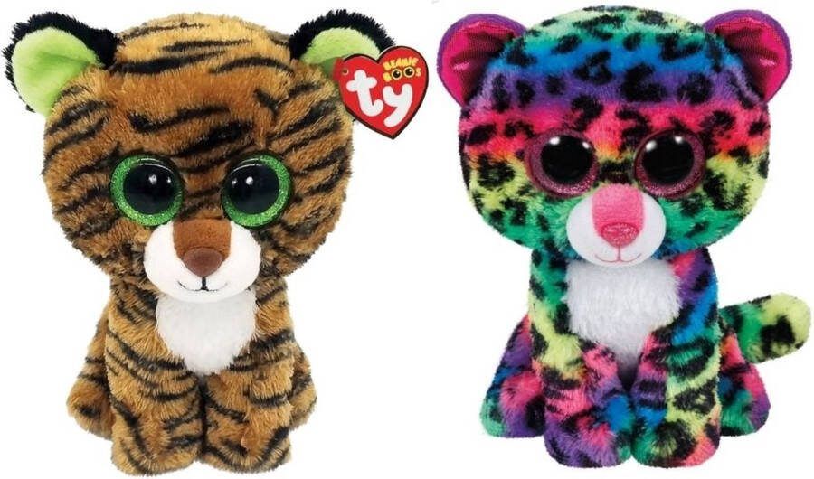 Ty Knuffel Beanie Boo's Tiggy Tiger & Dot Leopard