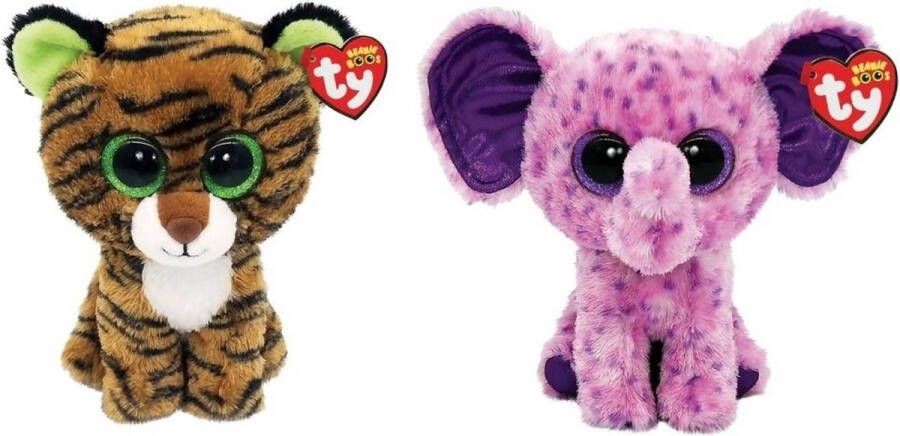 Ty Knuffel Beanie Boo&apos;s Tiggy Tiger & Eva Elephant