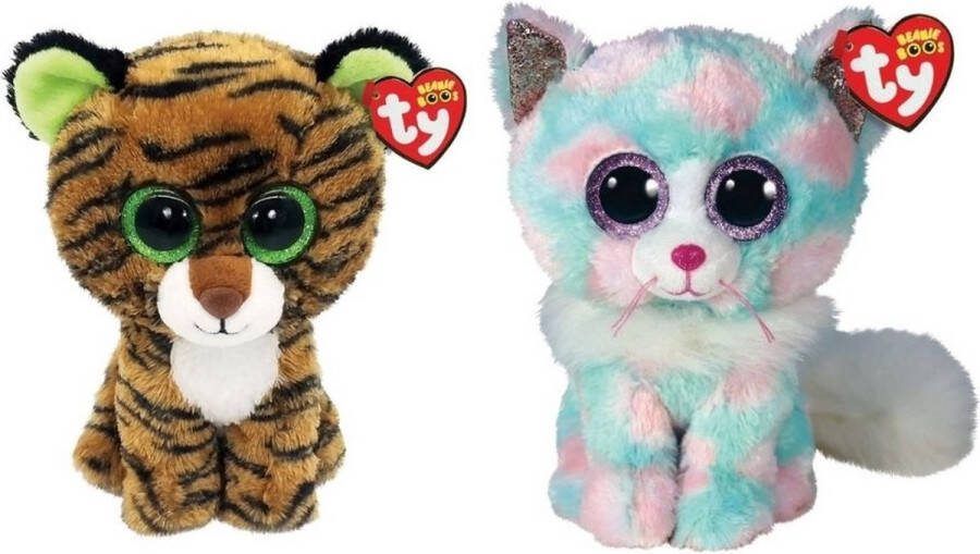 Ty Knuffel Beanie Boo's Tiggy Tiger & Opal Cat