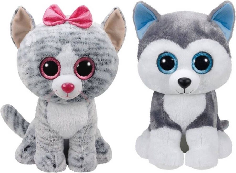 Ty Knuffel Beanie Boo&apos;s XL Kiki Cat & Slush Husky