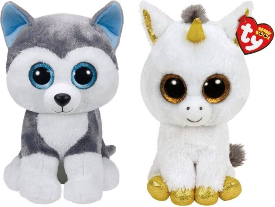 Ty Knuffel Beanie Boo&apos;s XL Slush Husky & Pegasus Unicorn