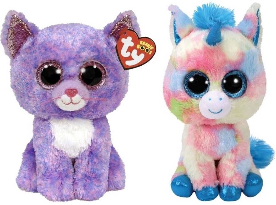 Ty Knuffel Beanie Buddy Cassidy Cat & Blitz Unicorn