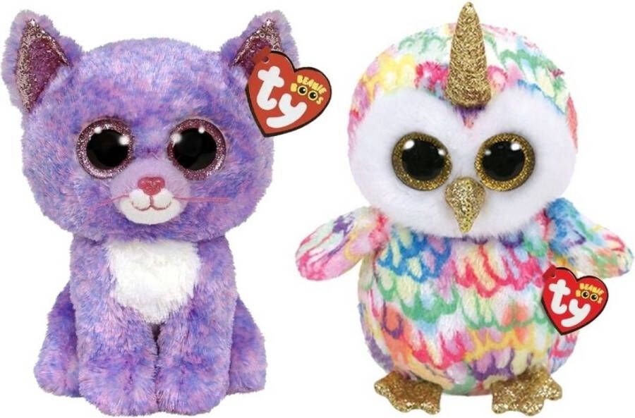 Ty Knuffel Beanie Buddy Cassidy Cat & Enchanted Owl