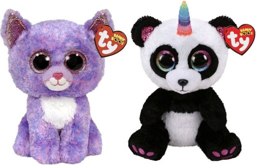 Ty Knuffel Beanie Buddy Cassidy Cat & Paris Panda