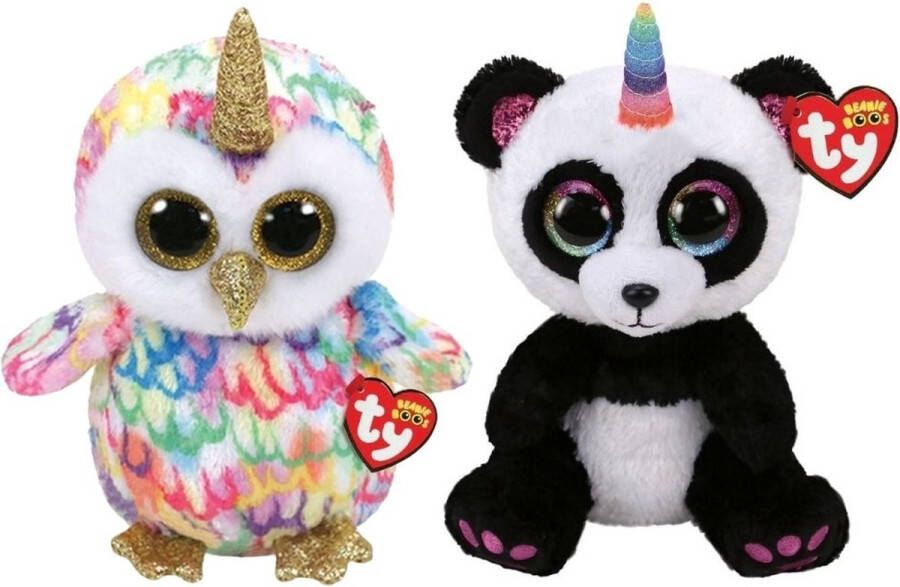 Ty Knuffel Beanie Buddy Enchanted Owl & Paris Panda