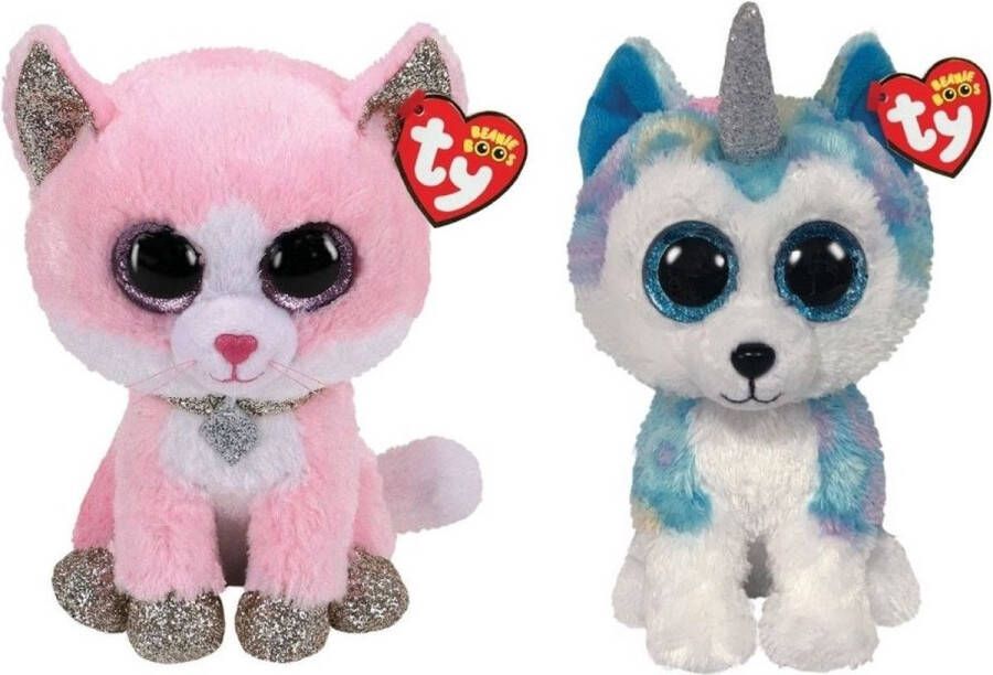 Ty Knuffel Beanie Buddy Fiona Pink Cat & Helena Husky