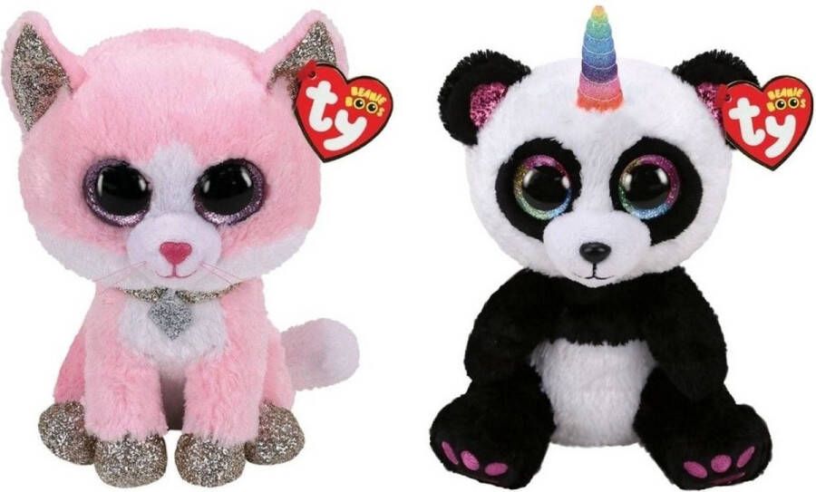 Ty Knuffel Beanie Buddy Fiona Pink Cat & Paris Panda
