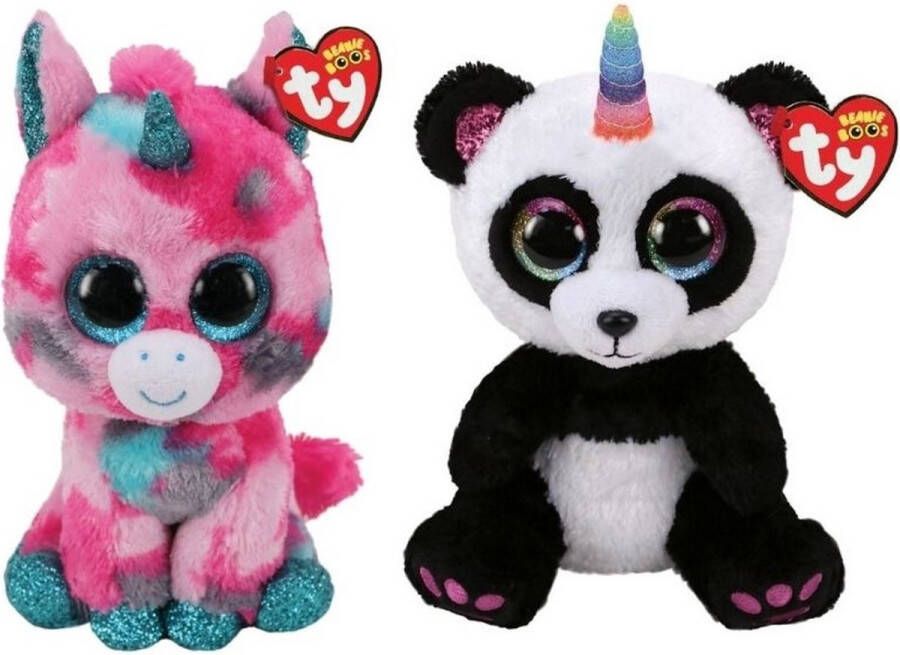 Ty Knuffel Beanie Buddy Gumball Unicorn & Paris Panda