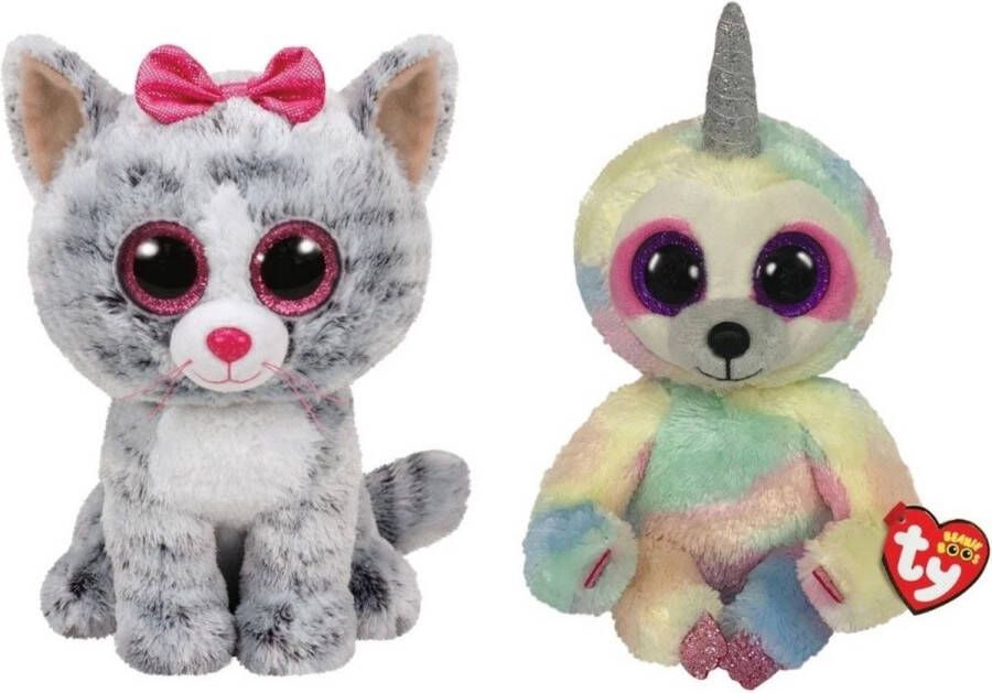 Ty Knuffel Beanie Buddy Kiki Cat & Cooper Sloth