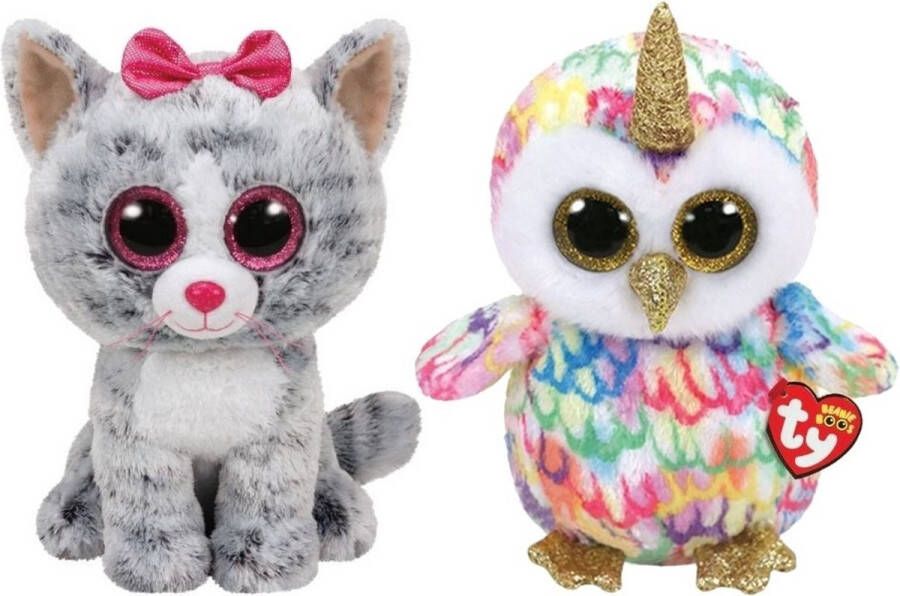 Ty Knuffel Beanie Buddy Kiki Cat & Enchanted Owl