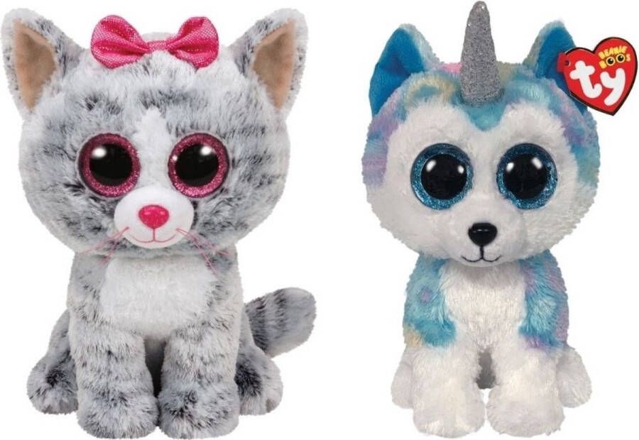 Ty Knuffel Beanie Buddy Kiki Cat & Helena Husky