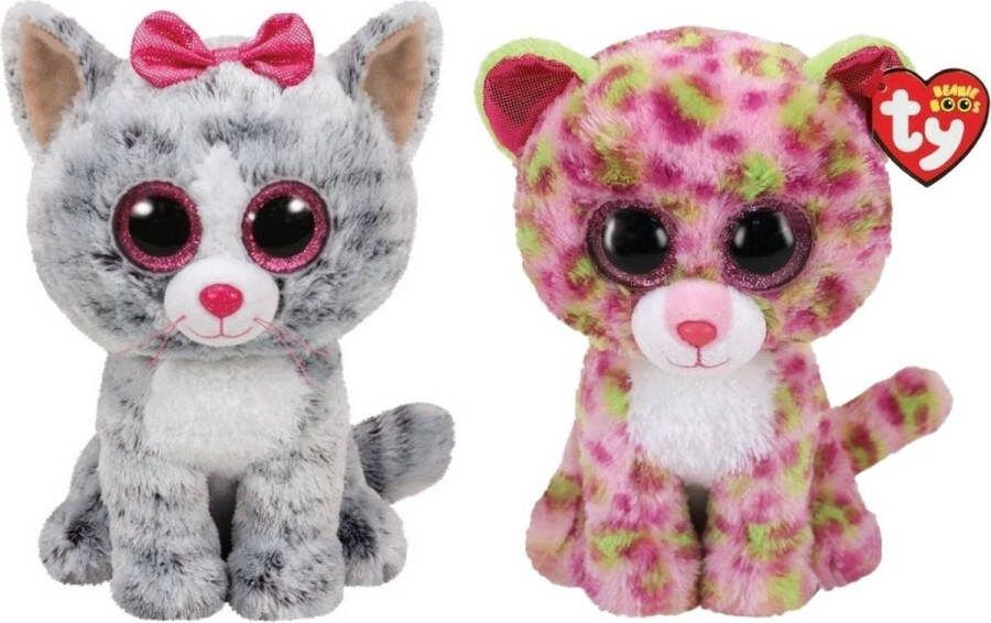 Ty Knuffel Beanie Buddy Kiki Cat & Lainey Leopard