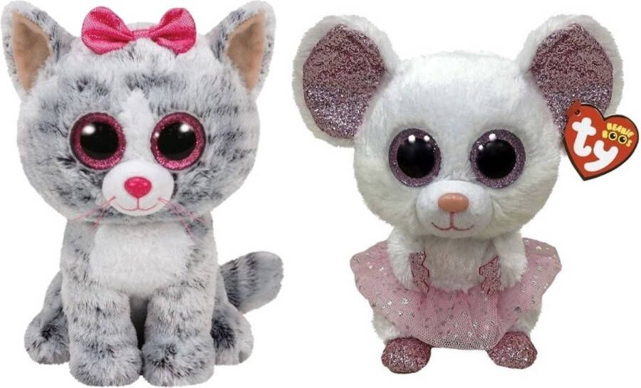 Ty Knuffel Beanie Buddy Kiki Cat & Nina Mouse