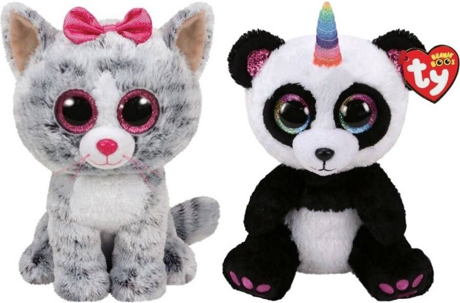 Ty Knuffel Beanie Buddy Kiki Cat & Paris Panda