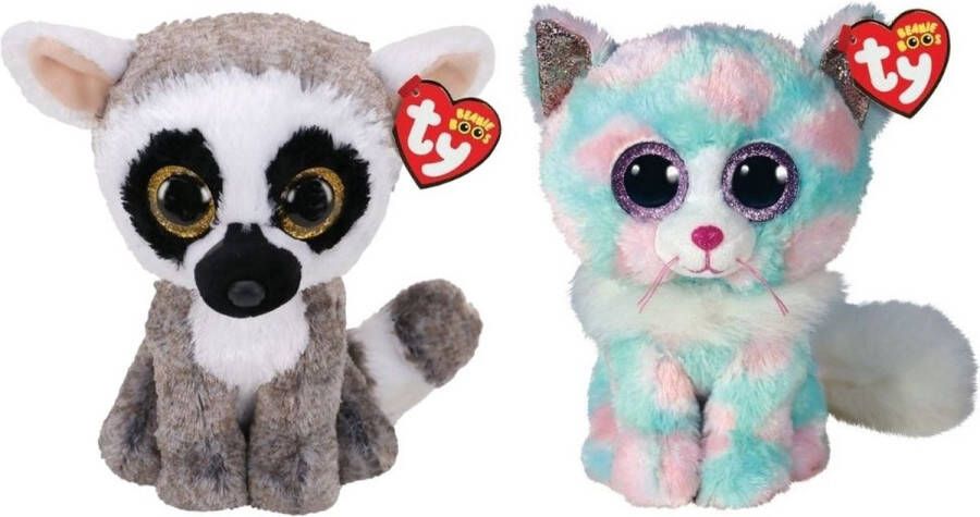 Ty Knuffel Beanie Buddy Linus Lemur & Opal Cat