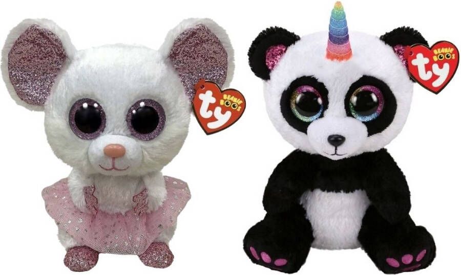 Ty Knuffel Beanie Buddy Nina Mouse & Paris Panda