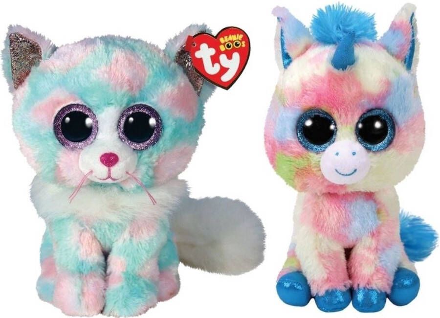 Ty Knuffel Beanie Buddy Opal Cat & Blitz Unicorn