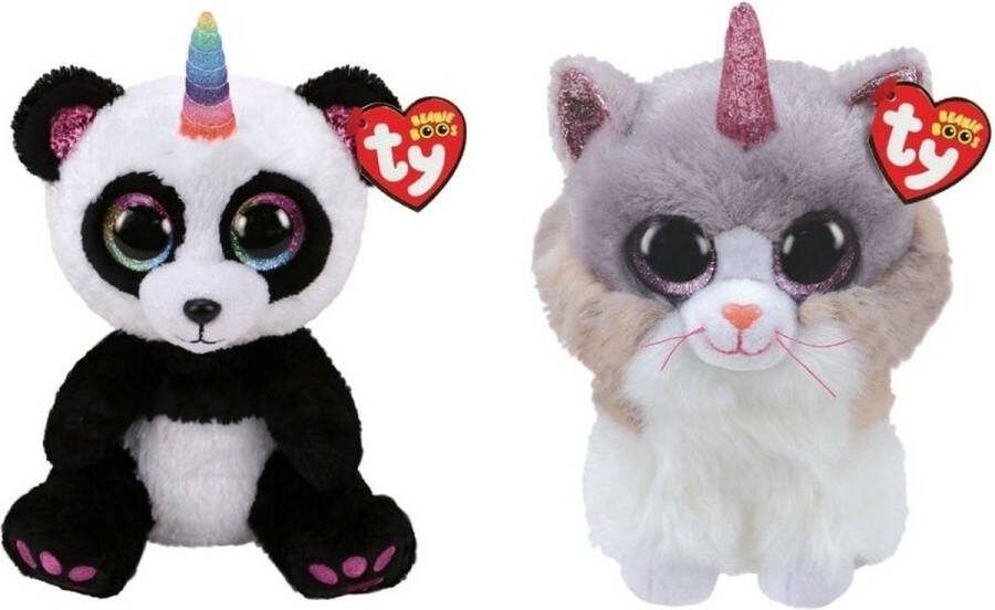 Ty Knuffel Beanie Buddy Paris Panda & Asher Cat