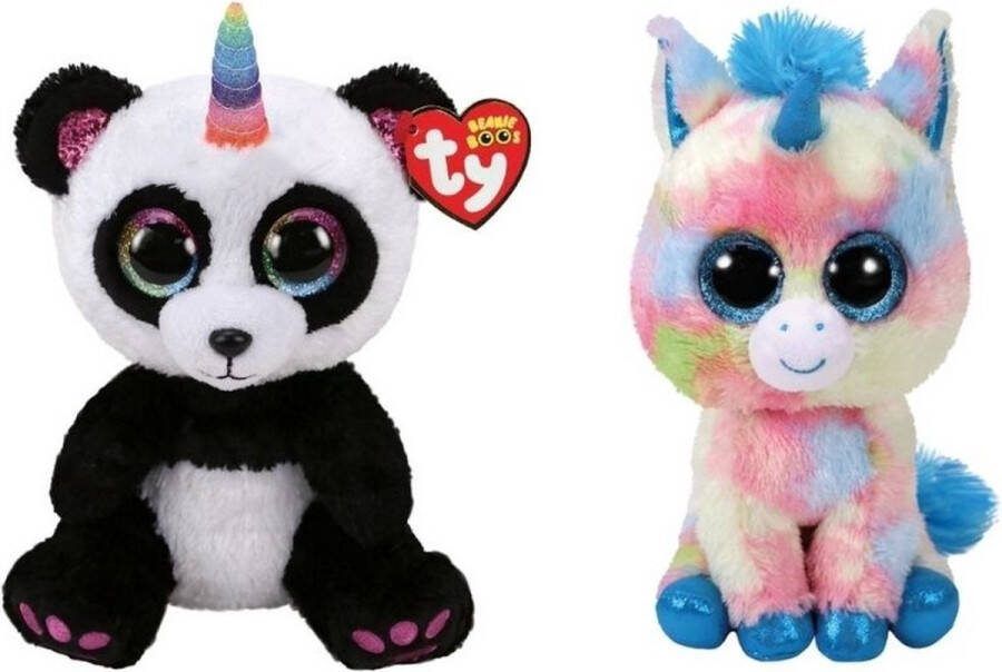 Ty Knuffel Beanie Buddy Paris Panda & Blitz Unicorn